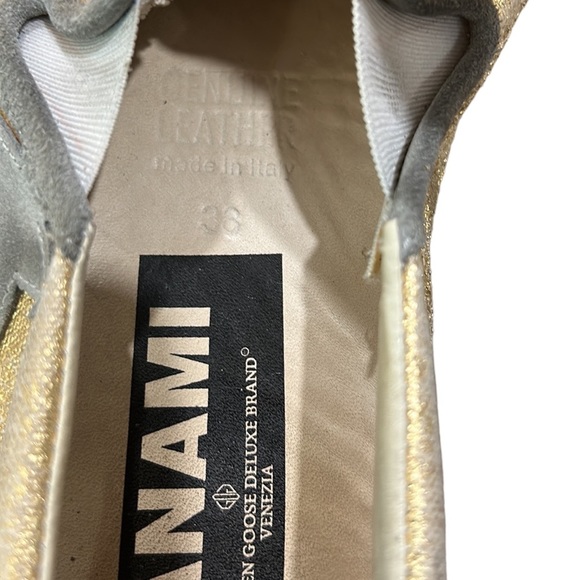 Golden Goose Women's Hanami Gold Metallic Leather Slip-On Sneakers Size 38 - Picture 8 of 9
